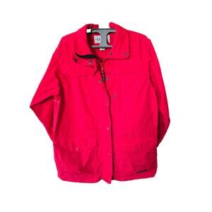 Vintage LL Bean Women's Zip Snap Size S Red Detachable Hood Missing